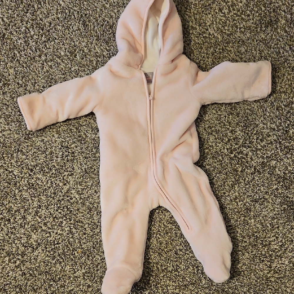 The Children's Place Hooded Fleece Footed Bunting- Pale Pink